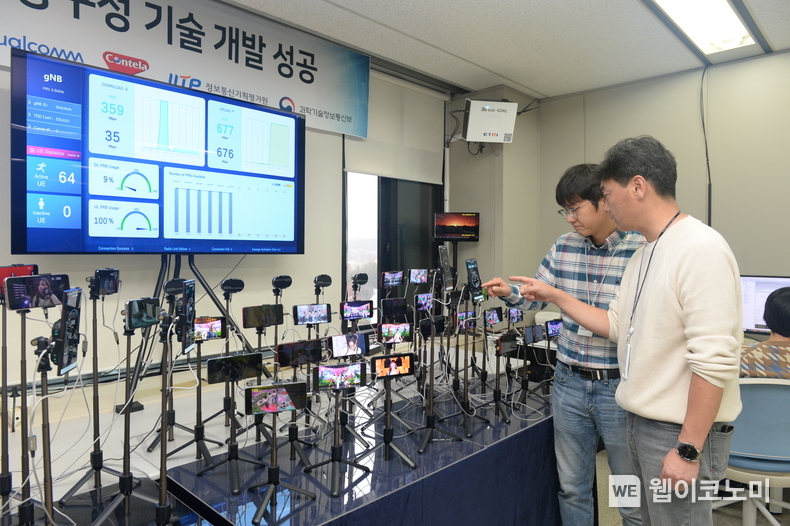 ETRI 연구진이 5G 스몰셀 업링크를 시연하는 모습 / 2023.12.19 (출처: ETRI)