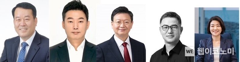 (왼쪽부터)현대자동차 이동석 사장, 현대오토에버 김윤구 사장, 현대차증권 배형근 사장, 현대카드 전병구 사장, 현대자동차 김혜인 부사장 / 2023.12.20 (출처: 현대차그룹)