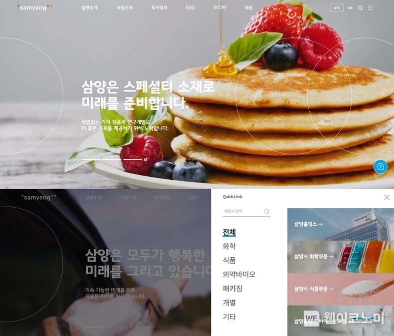 삼양홀딩스 PC 웹사이트(삼양그룹 웹사이트) / 2023.12.21 (출처: 삼양홀딩스)