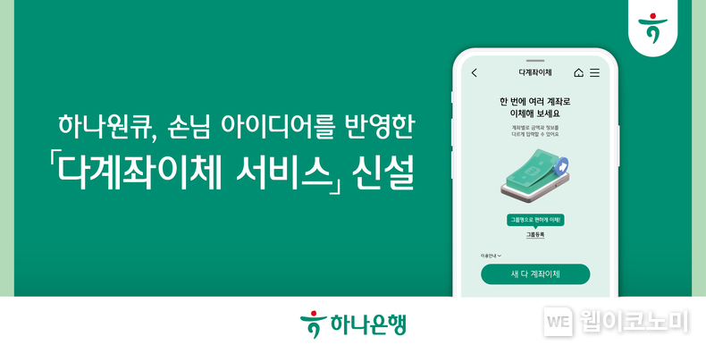 하나은행, 하나원큐 『다계좌이체 서비스』 신설 / 2024.01.26 (출처: 하나은행)