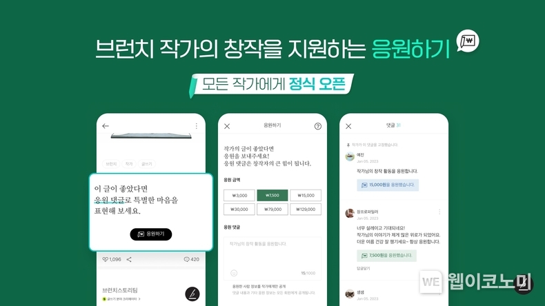 브런치스토리 응원하기 정식 오픈 / 2024.02.26 (출처: 카카오)