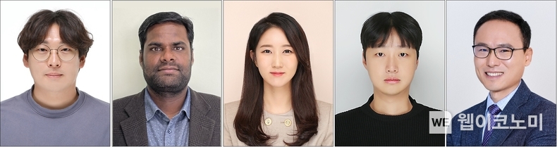 박주현 박사과정, 띠따기리 자야라만 박사, 민아름 박사, 문철주 박사, 최명룡 교수(왼쪽부터). / 2024.02.26 (출처: 경상국립대학교)