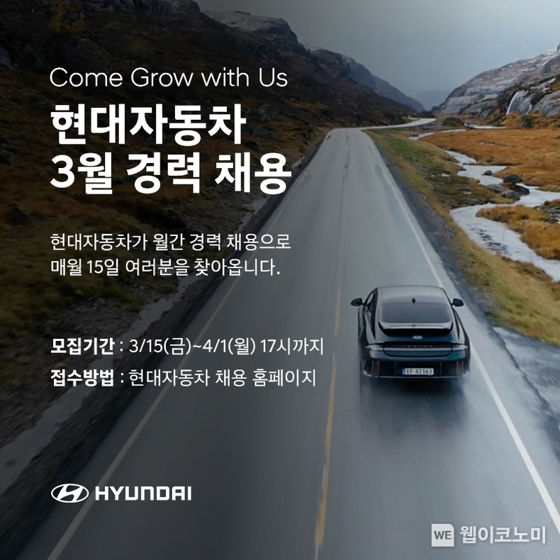 현대자동차, 연구개발 부문 등 각 분야 경력직 채용 / 2024.03.15 (출처: 현대차)