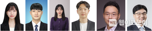 (왼쪽부터) 이소은 학생 (KAIST 화학과), 문현빈 학생 (KAIST 기계공학과), 김주리 학생 (KAIST 화학과), 박순모 박사 (코넬대학교 화학공학과), 유승화 교수 (KAIST 기계공학과), 윤동기 교수 (KAIST 화학과) / 2024.03.29 (출처: KAIST)