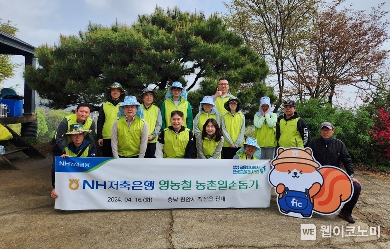 NH저축은행 임직원 봉사단은 16일, 충남 천안시 직산읍 소재 배농가를 방문해 농촌 일손돕기를 실시했다. 오세윤 대표이사(앞줄 왼쪽에서 세 번째)와 봉사단원들이 기념촬영을 하고 있다. / 2024.04.17 (출처: NH저축은행)
