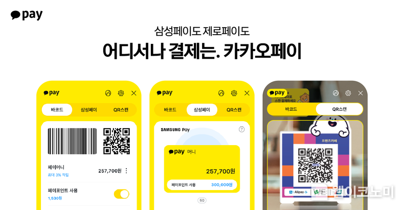 카카오페이, 전국 300만 삼성페이 결제처와 110만 제로페이 소상공인까지 품는다. / 2024.04.17 (출처: 카카오페이)