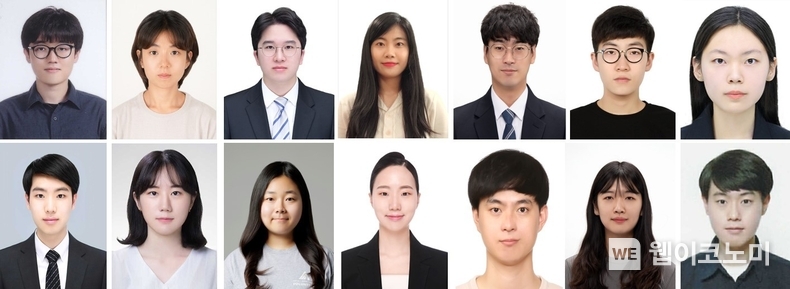 (왼쪽부터) 윗줄 : 물리학과 통합과정 이호준 씨, 생명과학과 박사과정 김소미 씨, 기계공학과 통합과정 김승범 · 김예슬 · 김주훈 · 김홍윤 · 박유진 씨, 아랫줄 : 산업경영공학과 통합과정 박용헌 씨, 화학공학과 통합과정 이은지 씨, 컴퓨터공학과 통합과정 조경진 씨, 환경공학부 석사과정 왕선희 씨, 인공지능대학원 통합과정 강민국 · 장윤희 · 장효순 씨 / 2024.04.23 (출처: POSTECH)