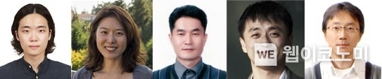 (왼쪽부터) 이수호 박사(KAIST, 現 뉴욕대 박사후연구원), 박지현 박사(고등과학원), 이현휘 박사(포항가속기연구소), 현창봉 교수(고등과학원), 최명철 교수(KAIST) / 2024.06.05 (출처: KAIST)