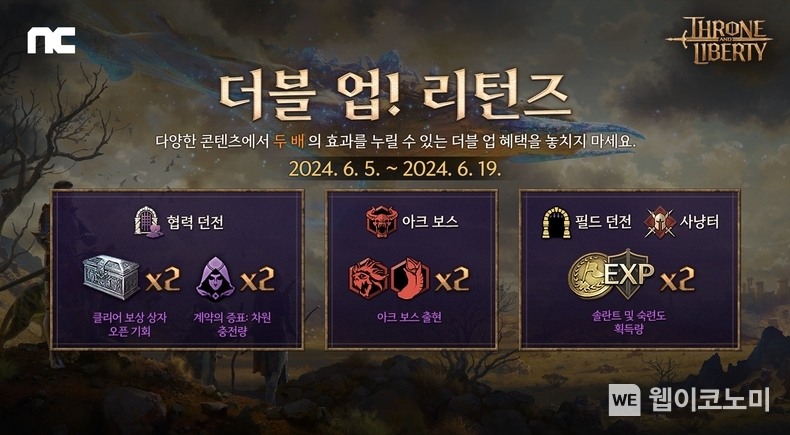 엔씨(NC) 'THRONE AND LIBERTY', '더블 업! 리턴즈' 이벤트 진행 / 2024.06.05 (출처: 엔씨소프트)