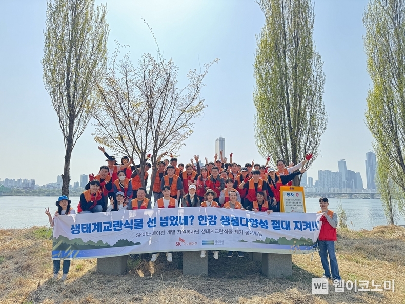 SK이노베이션 계열 구성원들이 서울 용산구 이촌한강공원에서 생태교란식물 제거 작업에 참여했다. / 2024.06.02 (출처: SK이노베이션)