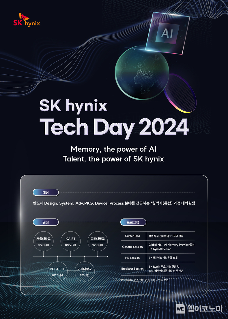 SK하이닉스, ‘테크 데이 2024’ 열고 국내 석·박사급 반도체 인재 확보 나서 / 2024.08.12 (출처: SK하이닉스)