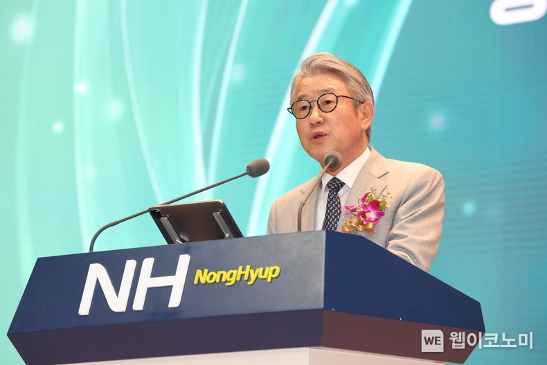 8월 13일 강호동 농협중앙회장이 농협 창립 제63주년 기념식에서 기념사를 하고 있다. / 2024.08.14 (출처: 농협중앙회)