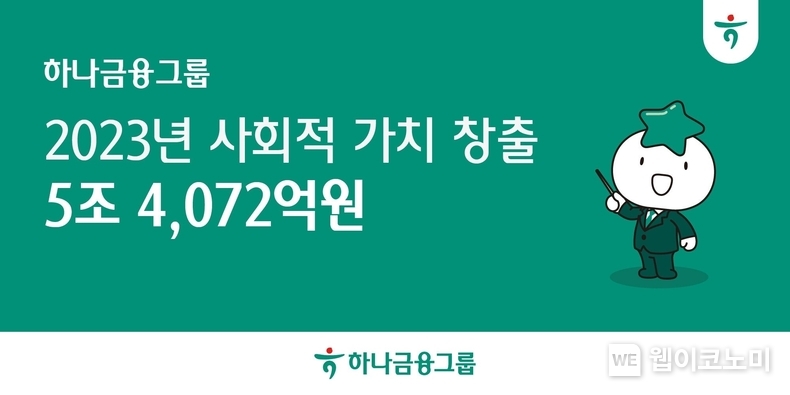 하나금융그룹, 2023년 ESG 성과 5조 4,072억원의 사회적 가치 창출 / 2024.08.16 (출처: 하나금융그룹)