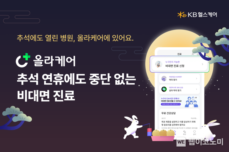 KB헬스케어(올라케어)에서 추석 연휴 비대면 진료 정상 운영 / 2024.09.12 (출처: KB손해보험)