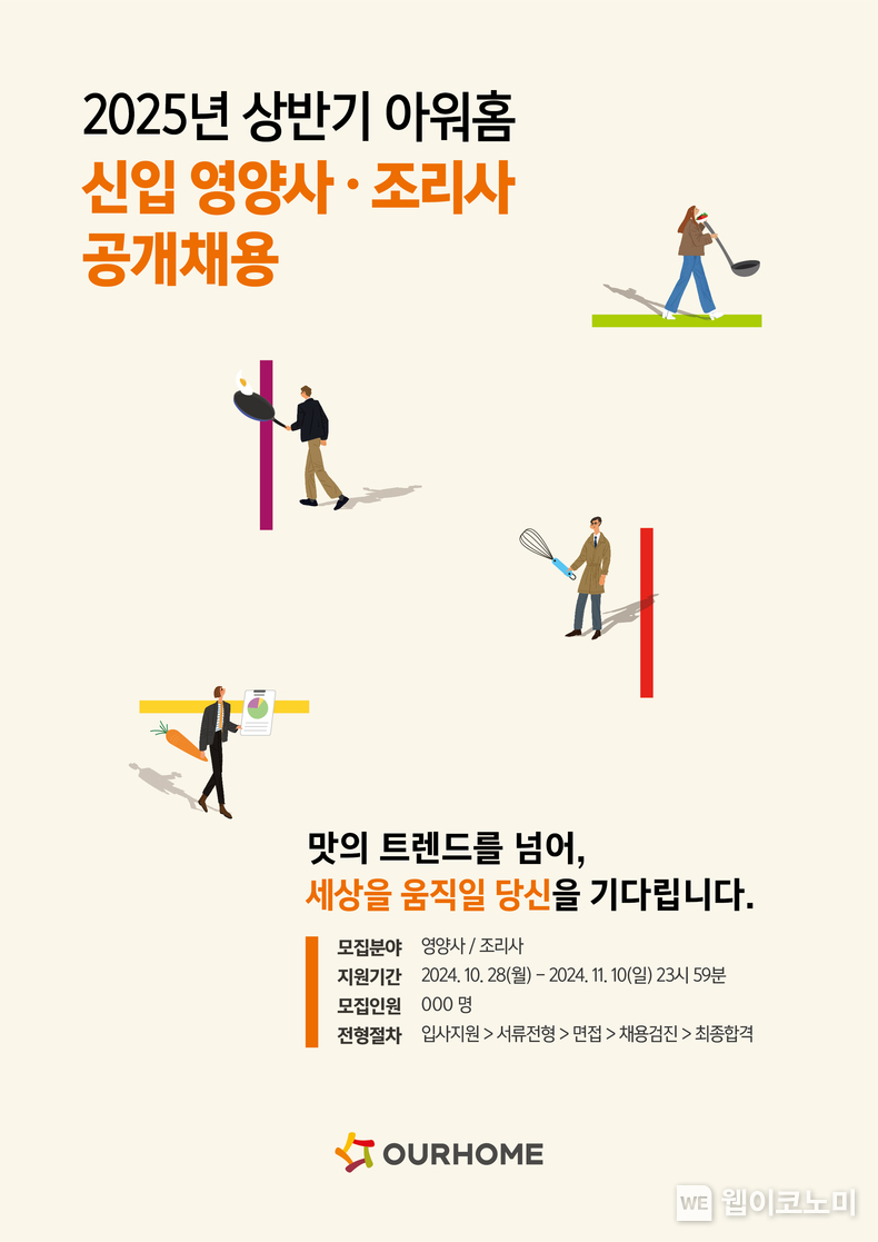 2025년 상반기 아워홈 신입 영양사·조리사 공개 채용 포스터 / 2024.10.28 (출처: 아워홈)