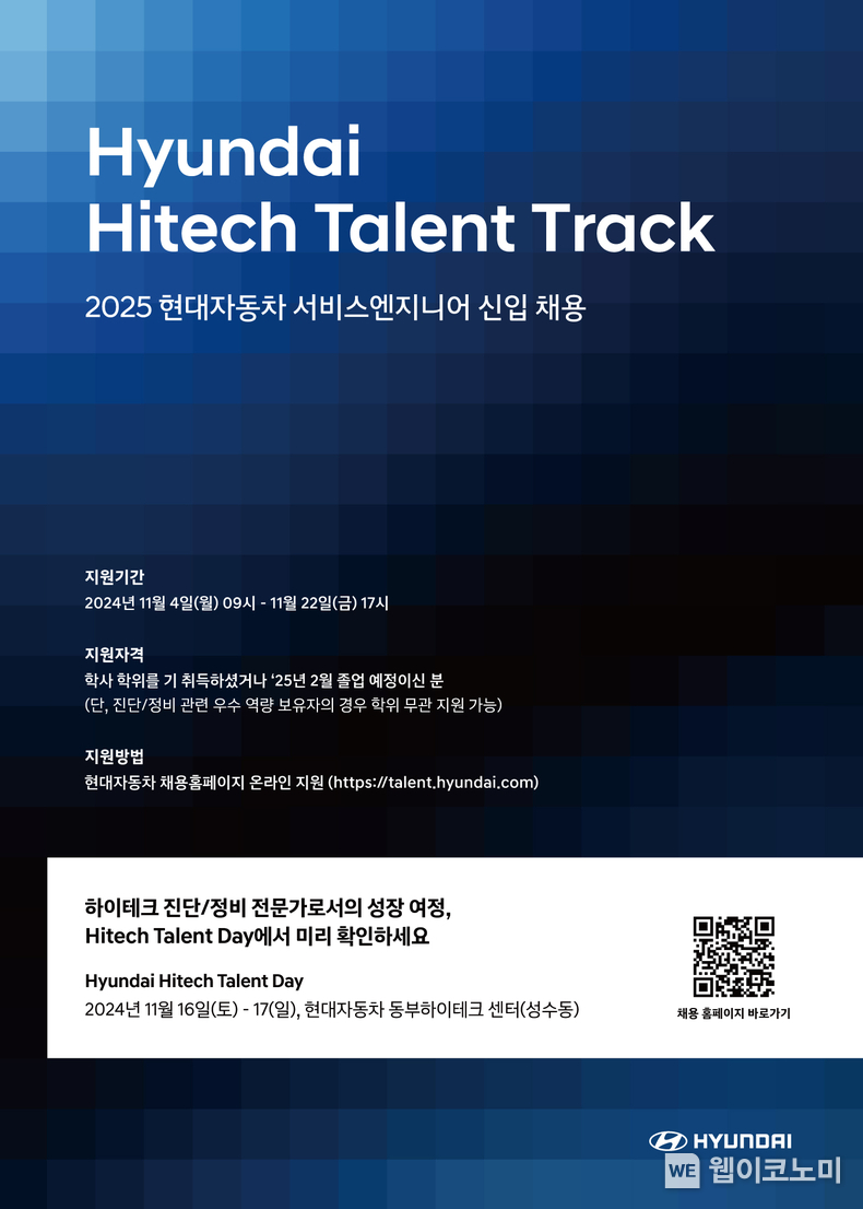 현대차, '하이테크 탤런트 트랙' 채용 포스터 / 2024.1104 (출처: 현대차·기아)