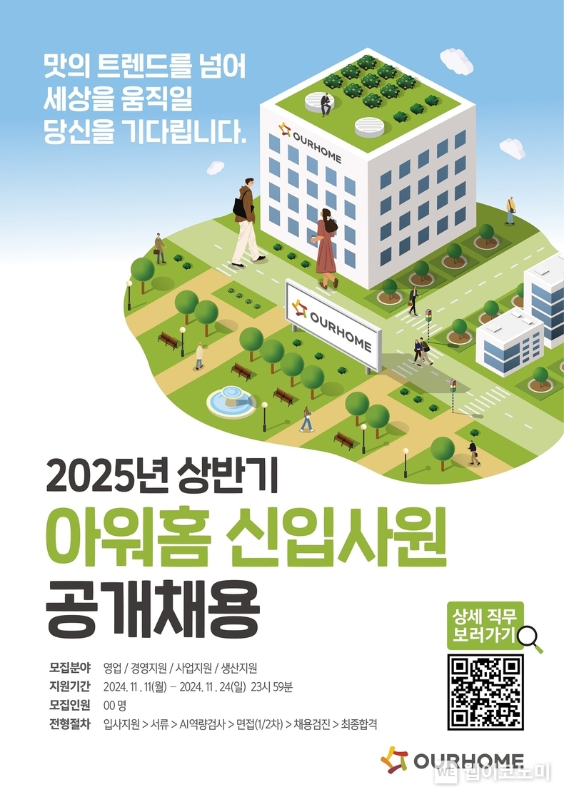 2025년 상반기 아워홈 신입사원 공개채용 포스터 / 2024.11.08 (출처: 아워홈)