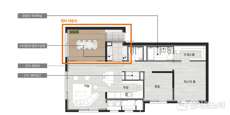 2024 굿디자인 어워드에서 브론즈상을 수상한 롯데건설의 신평면 엔터라운지 / 2024.11.19 (출처: 롯데건설)