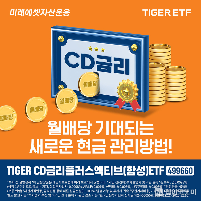 TIGER CD금리플러스액티브 사진. / 2024.12.17 (출처: 미래에셋자산운용)