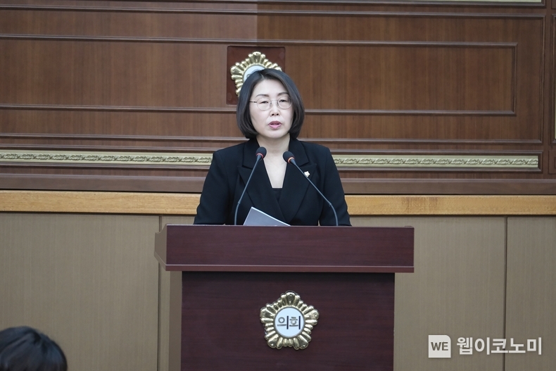 지난 13일 마포구의회 제273회 임시회 제1차 본회의에서 장정희(더불어민주당, 비례) 의원이 5분 자유발언을 하고 있다. / 2025.02.21 (출처: 마포구의회)
