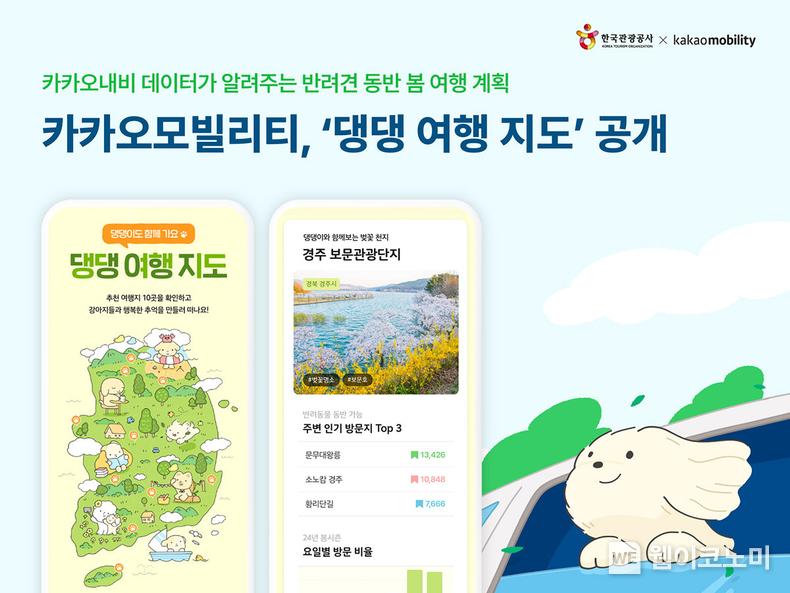 카카오모빌리티, 국제 강아지의 날 맞아 댕댕 여행 지도 공개. / 2025.03.12 (출처: 카카오모빌리티)