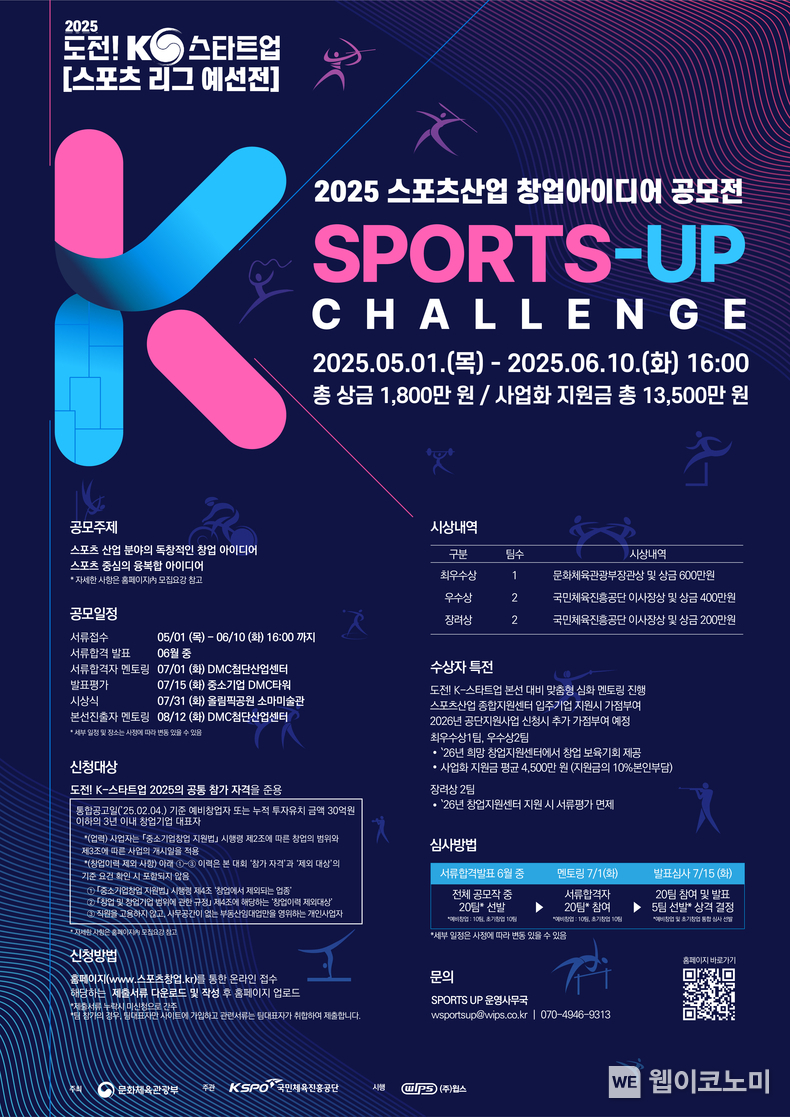 2025 스포츠산업 창업 아이디어 공모전 안내 포스터. (출처: 국민체육진흥공단) / 2025. 05. 08
