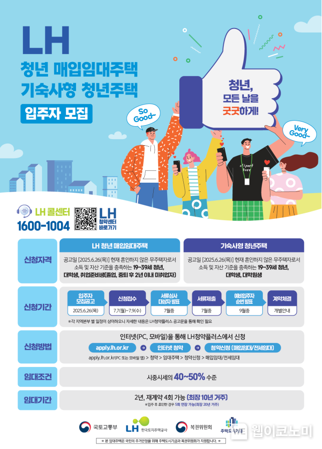 LH, 7일부터 청년·신혼 등 매입임대주택 4천2백 호 청약 접수 (출처: LH) / 2025.07.06