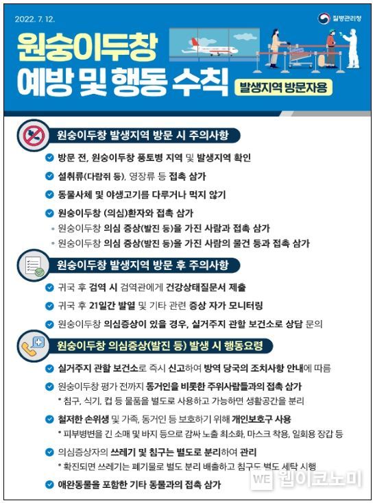 원숭이두창 행동수칙 안내문